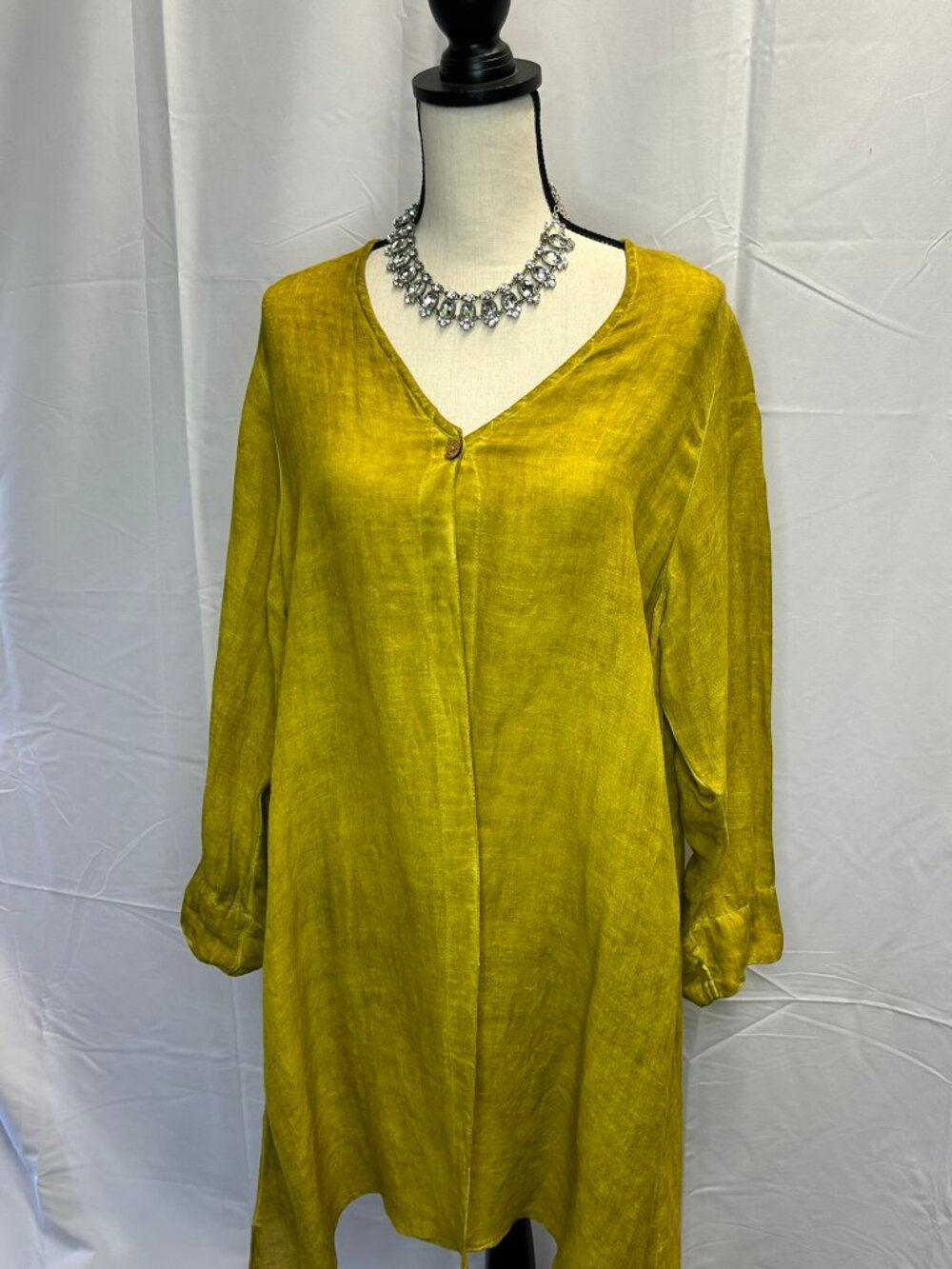 Dolma One Size Eisley Linen V Neck Duster Coat Lime Green